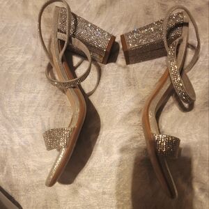 Elegant Silver Strappy Heels